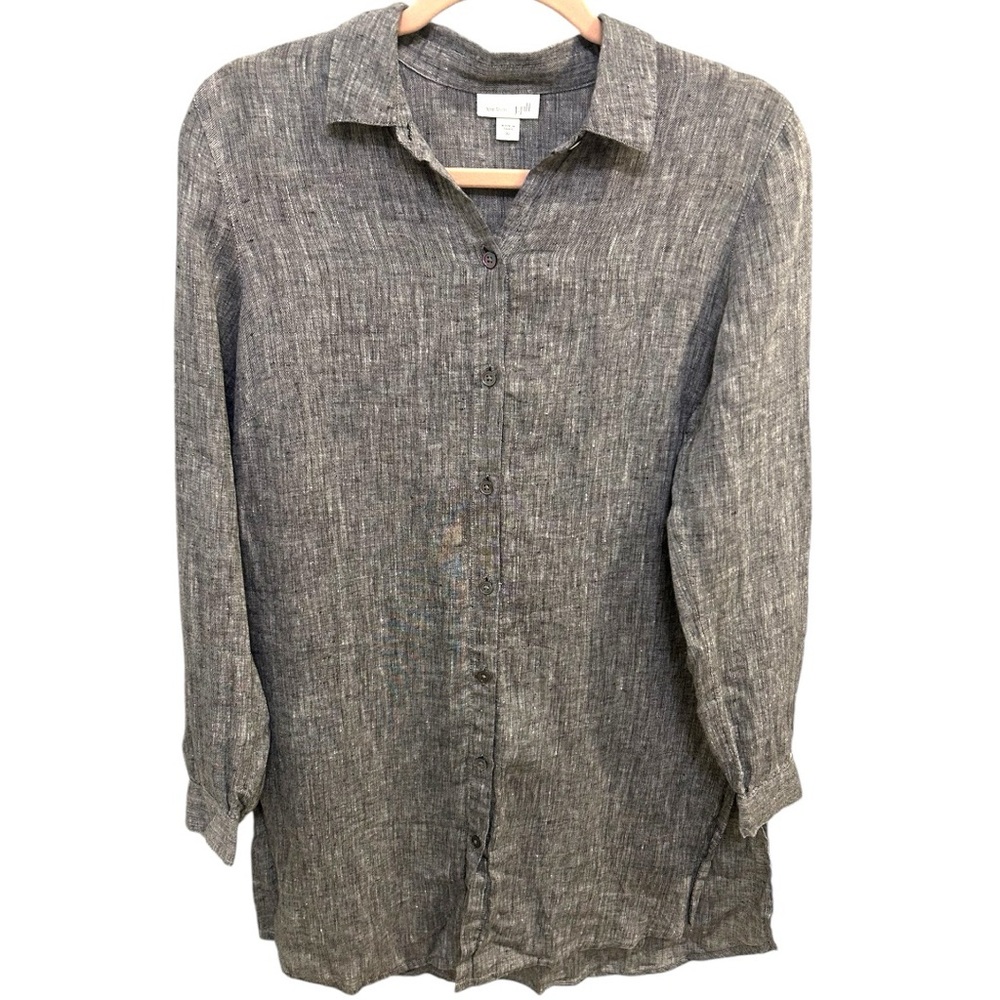 J. Jill Love Linen Gray Button down clinic size XS EUC T0800 - Picture 1 of 10